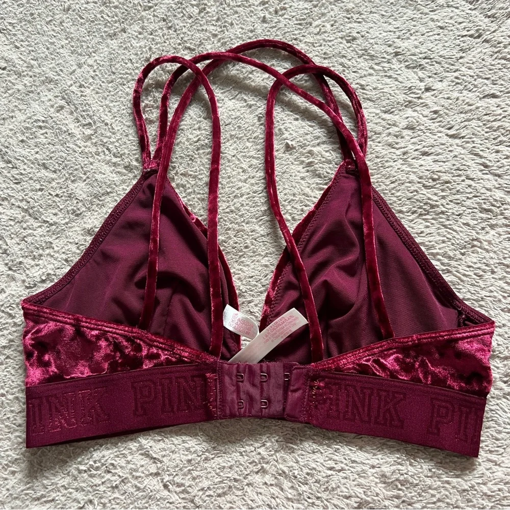 Victoria's Secret PINK Unlined Velour Bralette‎ Preppy Minimalist Whimsical Sz S